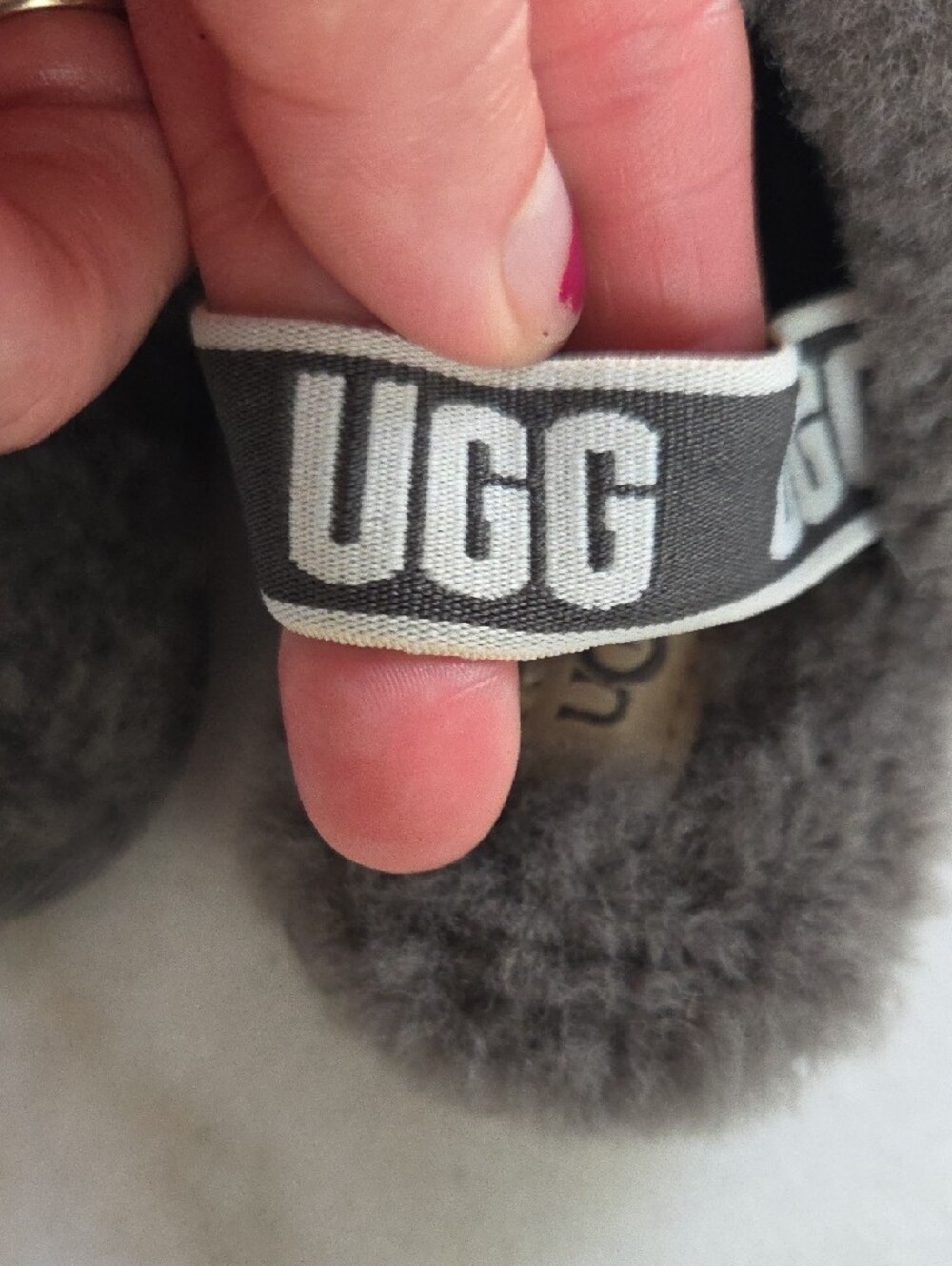 UGG Gray Shearling Slide Sandals Size 6 - Picture 4 of 8